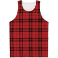 Red And Black Tartan Pattern Print Men's Tank Top