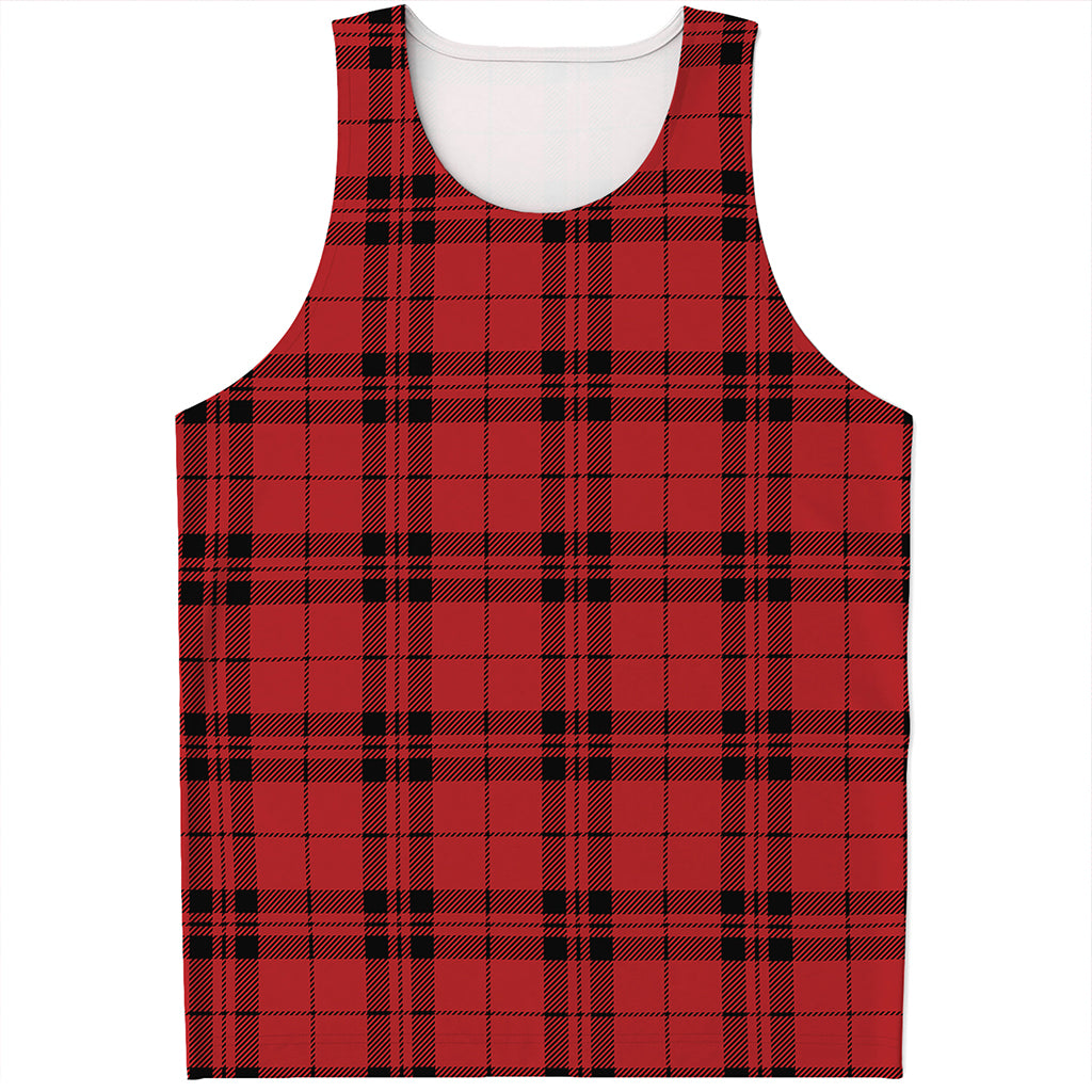 Red And Black Tartan Pattern Print Men's Tank Top