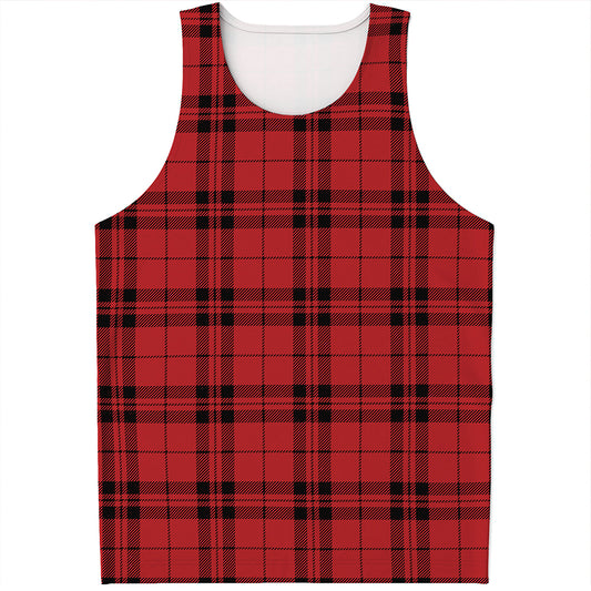 Red And Black Tartan Pattern Print Men's Tank Top