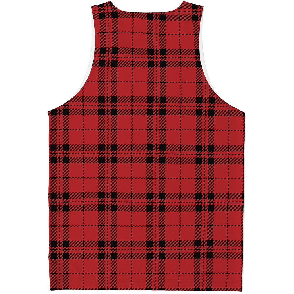 Red And Black Tartan Pattern Print Men's Tank Top