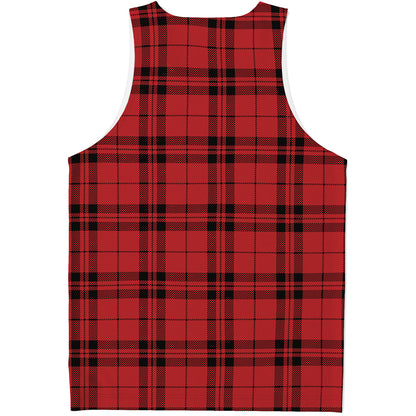 Red And Black Tartan Pattern Print Men's Tank Top