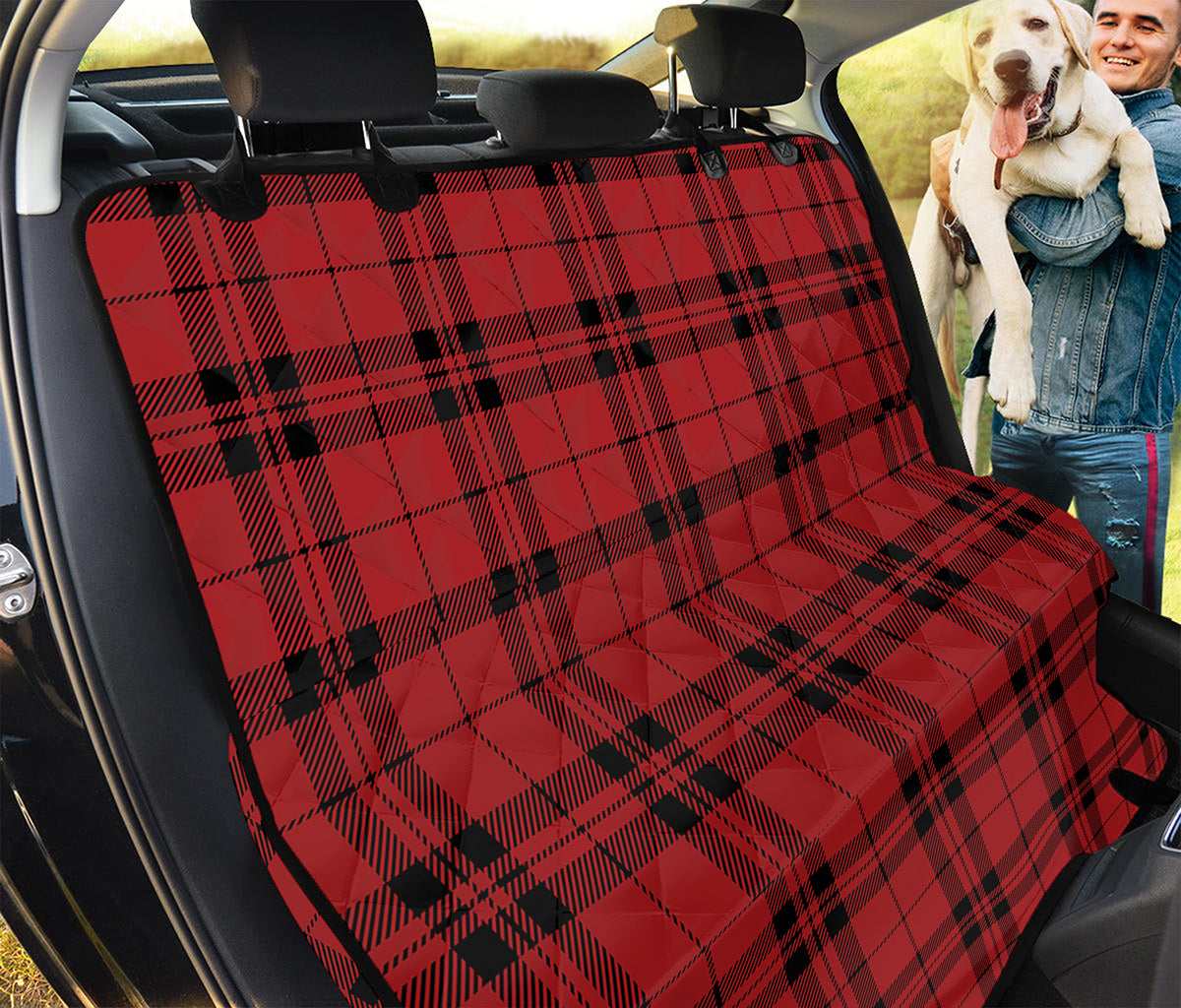 Red And Black Tartan Pattern Print Pet Car Back Seat Cover