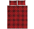 Red And Black Tartan Pattern Print Quilt Bed Set