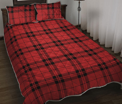 Red And Black Tartan Pattern Print Quilt Bed Set