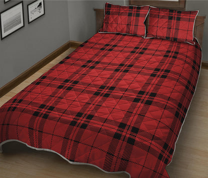 Red And Black Tartan Pattern Print Quilt Bed Set