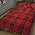 Red And Black Tartan Pattern Print Quilt Bed Set