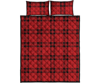 Red And Black Tartan Pattern Print Quilt Bed Set