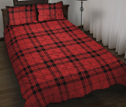 Red And Black Tartan Pattern Print Quilt Bed Set