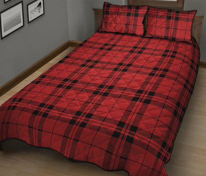 Red And Black Tartan Pattern Print Quilt Bed Set