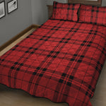 Red And Black Tartan Pattern Print Quilt Bed Set