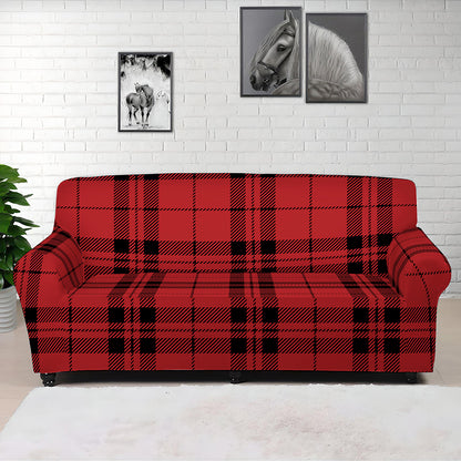 Red And Black Tartan Pattern Print Sofa Cover