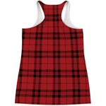 Red And Black Tartan Pattern Print Women's Racerback Tank Top