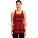 Red And Black Tartan Pattern Print Women's Racerback Tank Top