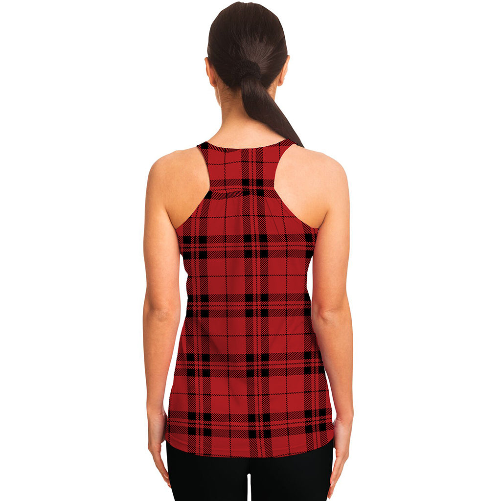 Red And Black Tartan Pattern Print Women's Racerback Tank Top