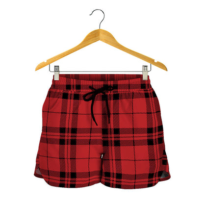 Red And Black Tartan Pattern Print Women's Shorts