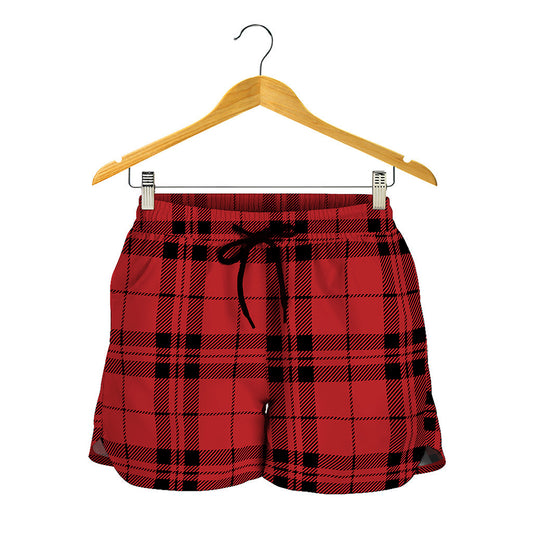 Red And Black Tartan Pattern Print Women's Shorts