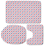 Red And Blue American Star Pattern Print 3 Piece Bath Mat Set
