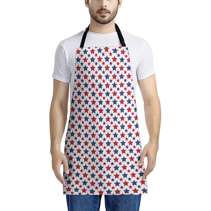 Red And Blue American Star Pattern Print Apron