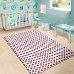 Red And Blue American Star Pattern Print Area Rug