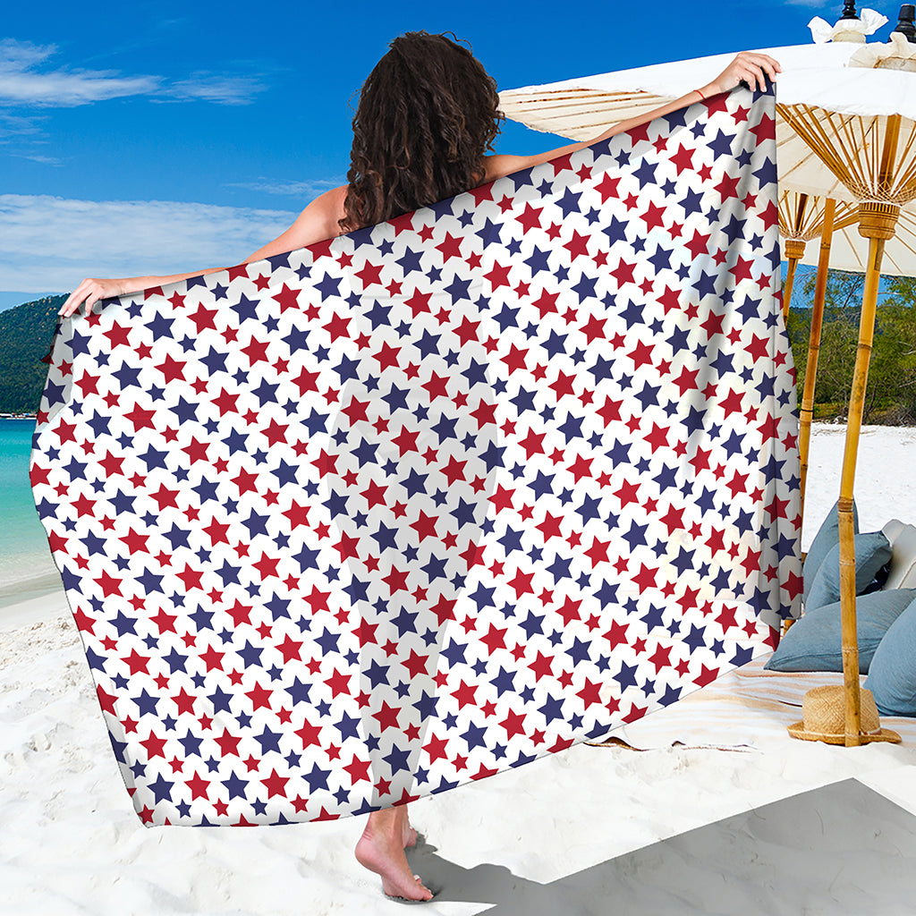 Red And Blue American Star Pattern Print Beach Sarong Wrap