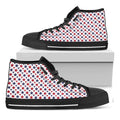 Red And Blue American Star Pattern Print Black High Top Sneakers