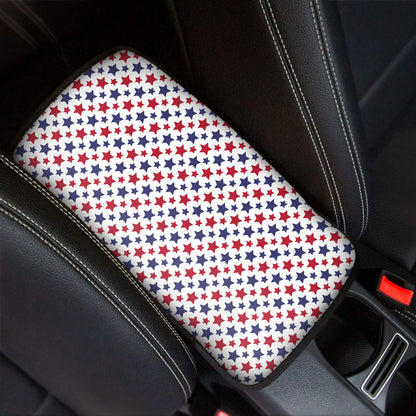 Red And Blue American Star Pattern Print Car Center Console Cover