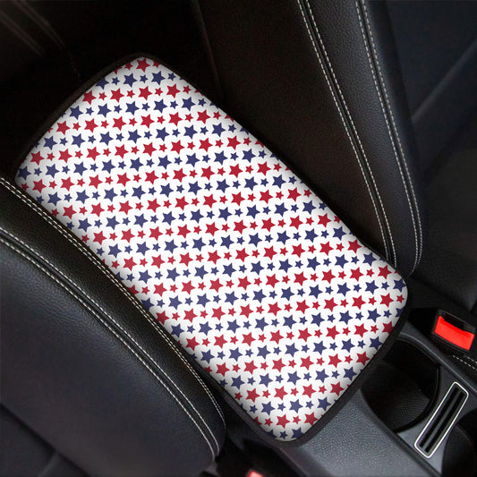 Red And Blue American Star Pattern Print Car Center Console Cover