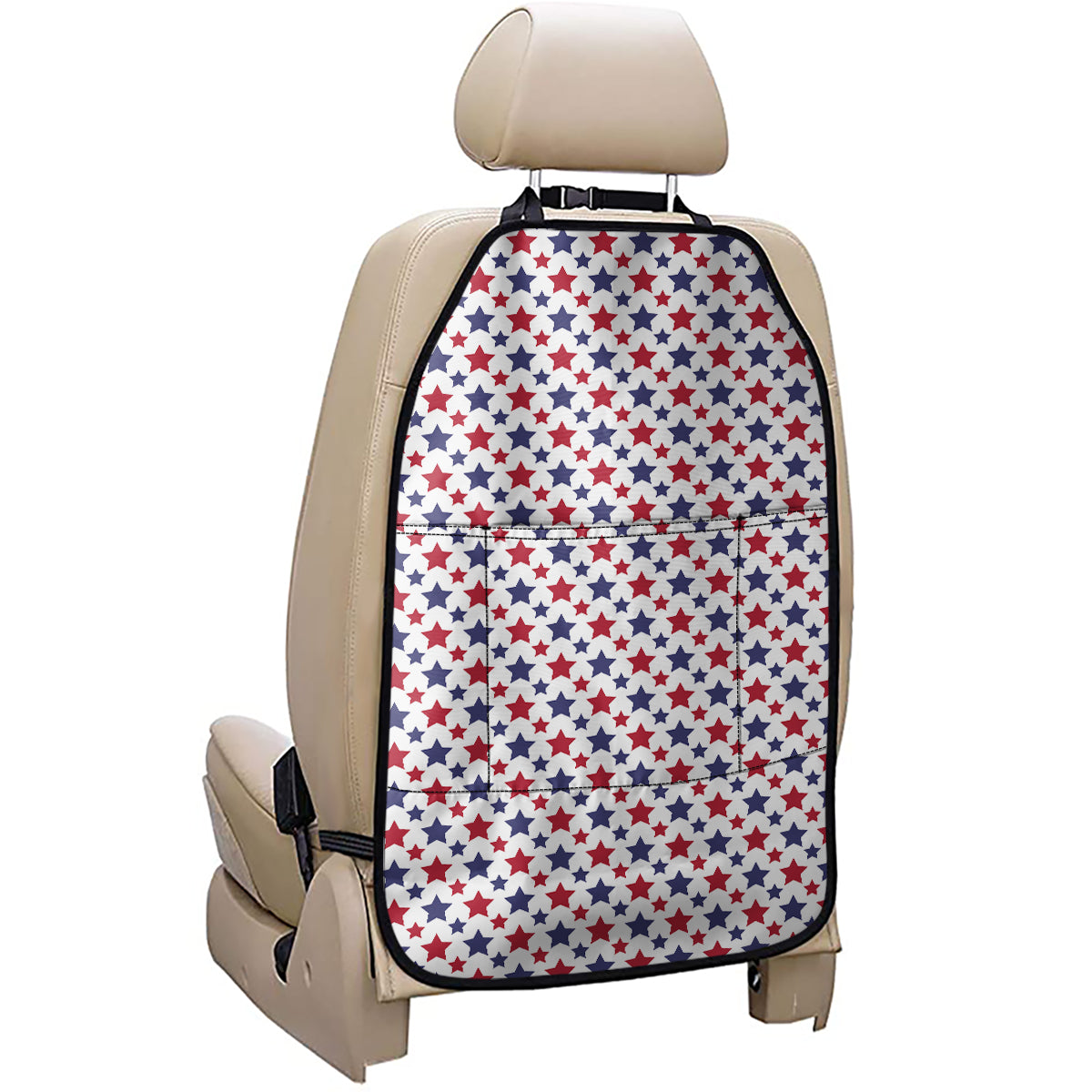 Red And Blue American Star Pattern Print Car Seat Organizers
