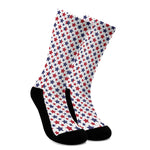 Red And Blue American Star Pattern Print Crew Socks