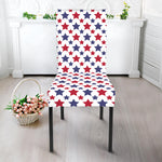 Red And Blue American Star Pattern Print Dining Chair Slipcover