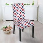Red And Blue American Star Pattern Print Dining Chair Slipcover