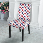Red And Blue American Star Pattern Print Dining Chair Slipcover
