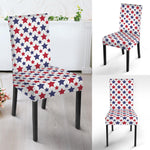 Red And Blue American Star Pattern Print Dining Chair Slipcover