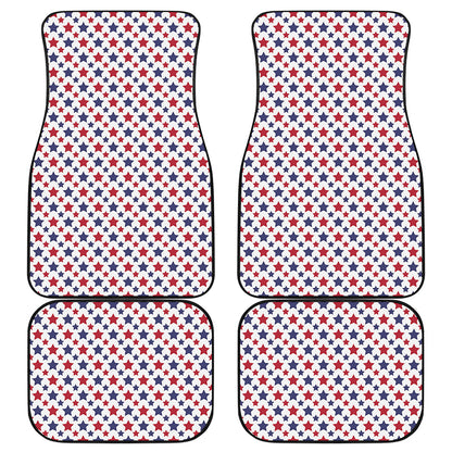Red And Blue American Star Pattern Print Front and Back Car Floor Mats