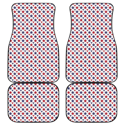 Red And Blue American Star Pattern Print Front and Back Car Floor Mats