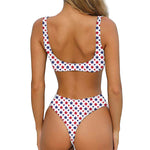 Red And Blue American Star Pattern Print Front Bow Tie Bikini