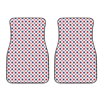 Red And Blue American Star Pattern Print Front Car Floor Mats