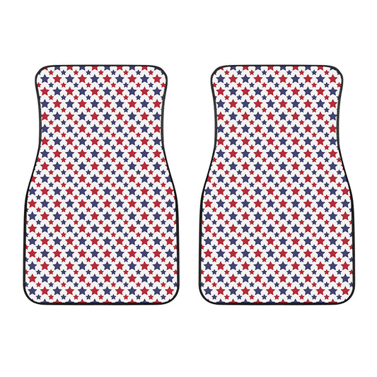 Red And Blue American Star Pattern Print Front Car Floor Mats