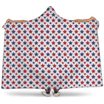 Red And Blue American Star Pattern Print Hooded Blanket