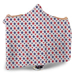 Red And Blue American Star Pattern Print Hooded Blanket