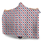 Red And Blue American Star Pattern Print Hooded Blanket