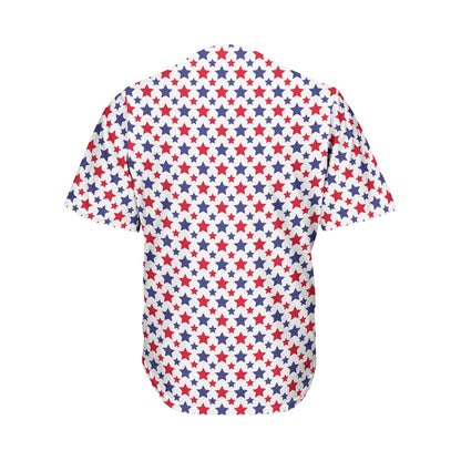 Red And Blue American Star Pattern Print Men's Baseball Jersey