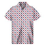 Red And Blue American Star Pattern Print Men's Short Sleeve Shirt