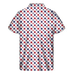 Red And Blue American Star Pattern Print Men's Short Sleeve Shirt