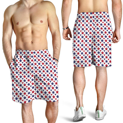 Red And Blue American Star Pattern Print Men's Shorts