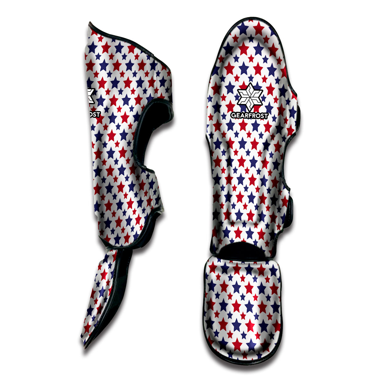 Red And Blue American Star Pattern Print Muay Thai Shin Guard