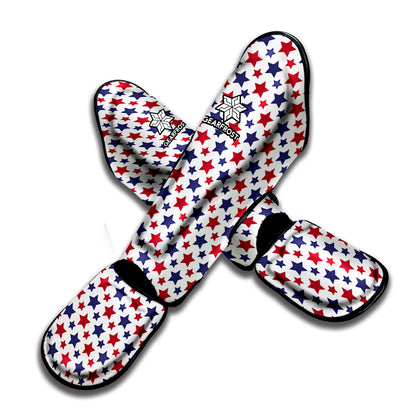 Red And Blue American Star Pattern Print Muay Thai Shin Guard