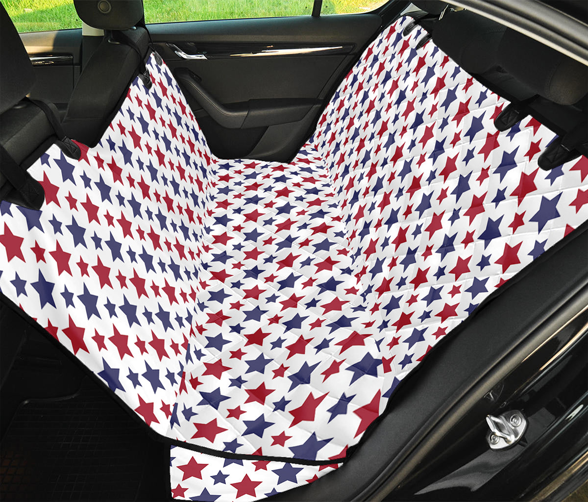 Red And Blue American Star Pattern Print Pet Car Back Seat Cover