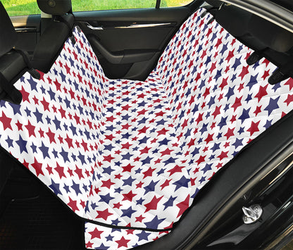 Red And Blue American Star Pattern Print Pet Car Back Seat Cover