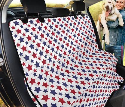Red And Blue American Star Pattern Print Pet Car Back Seat Cover